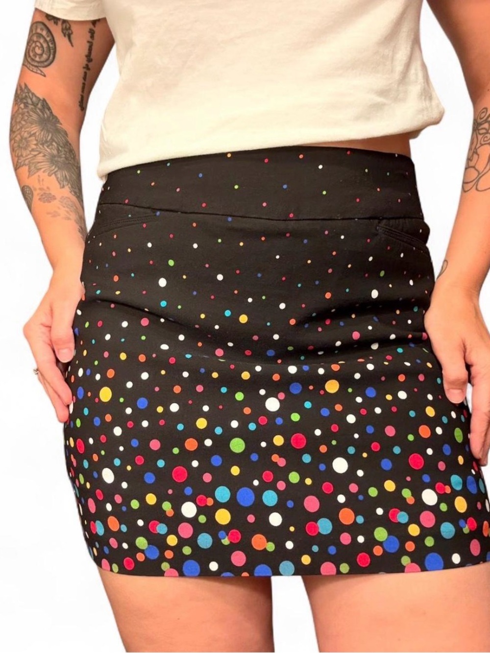Vintage Y2K Black Polka Dot Mini Skirt (skort)